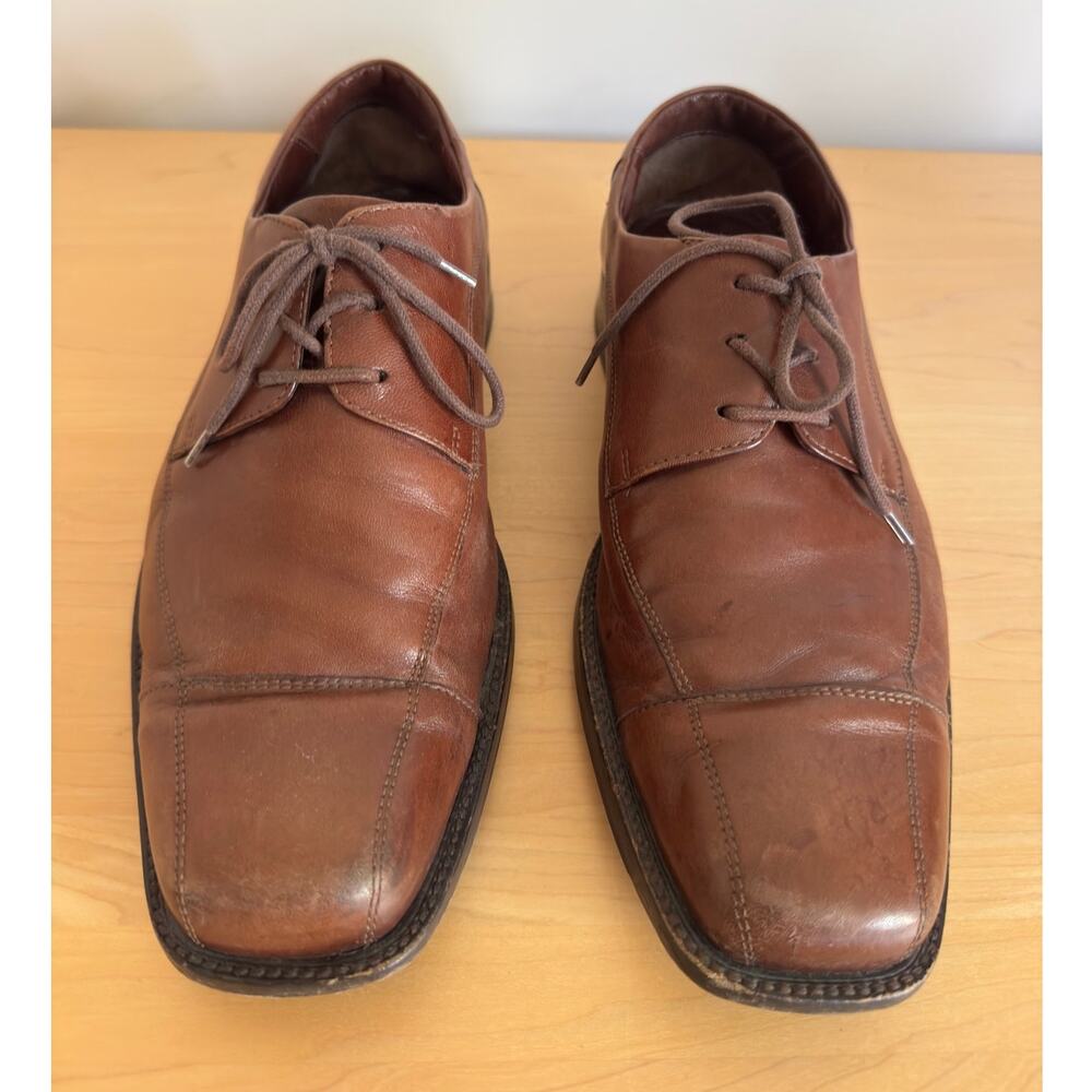ohnston & Murphy Men's Brown Leather Bicycle Cap Toe Derby Dress Shoes Size: 9